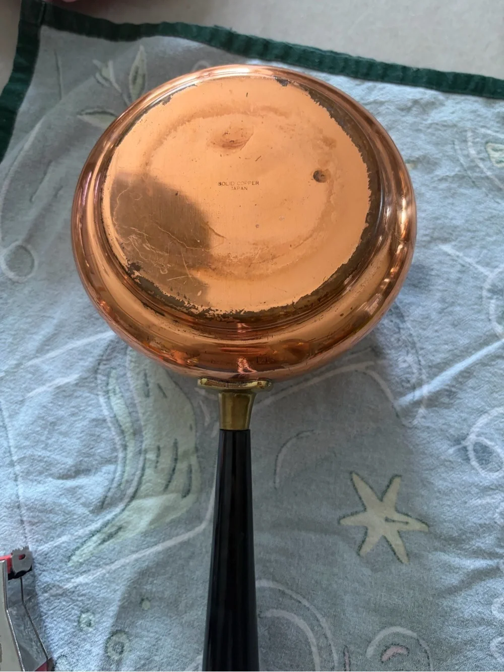 Vintage Copper Saucepan with Black Handle - Versatile Kitchen Pan small dent